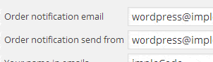 Order Form Email Settings