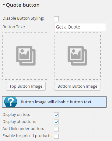 Quote Button Styling Settings
