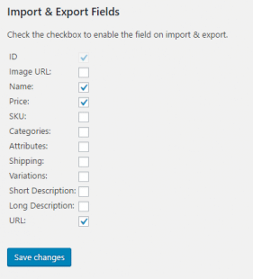 Select Import & Export Fields • impleCode
