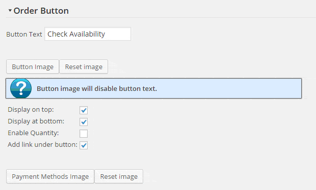 Order Form Button Settings