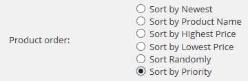 Sort Product by Priority