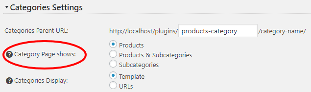 Category Page Shows Setting