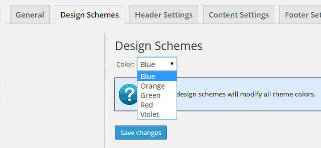 Theme Design Schemes Settings