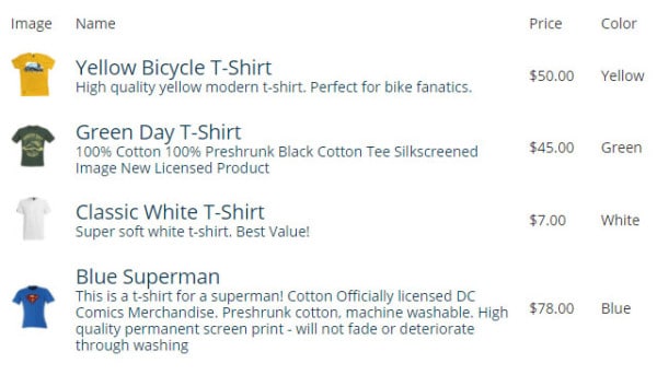 Table View • eCommerce Product Catalog for WordPress • impleCode