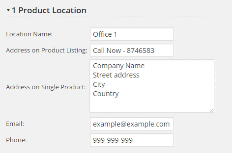 Product Location Details