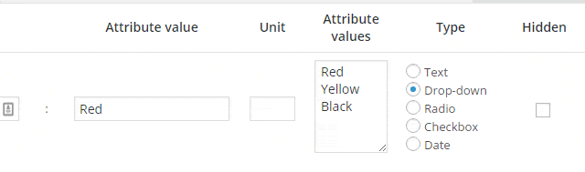Product Attributes Types Selection