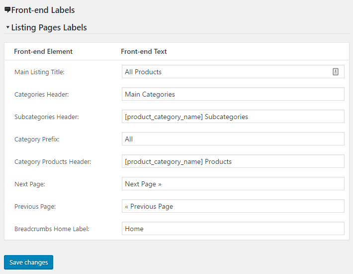 Product Listing Labels