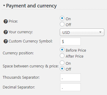 Catalog Payment and Currency Settings