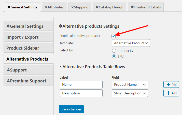 Enable Alternative Products