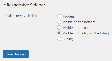 Responsive Sidebar Settings