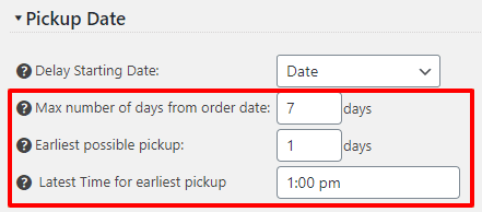 Pickup Date Limit Options
