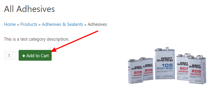 Example Category Quote Cart button on category page