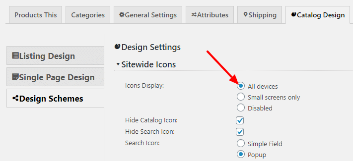 Sitewide icons settings