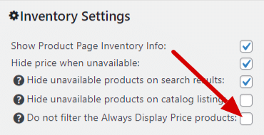 Exclude from inventory filter