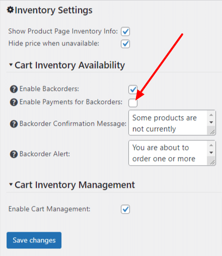 Enable payments for backorders