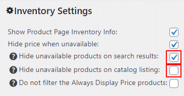Hide unavailable products
