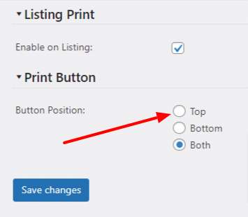 Print button position