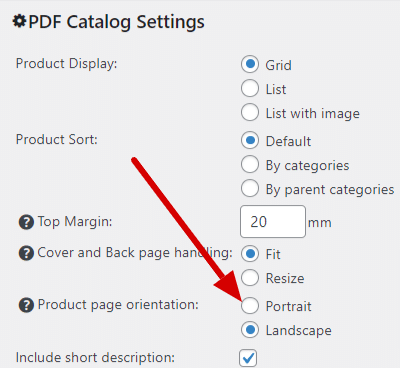 PDF product page orientation