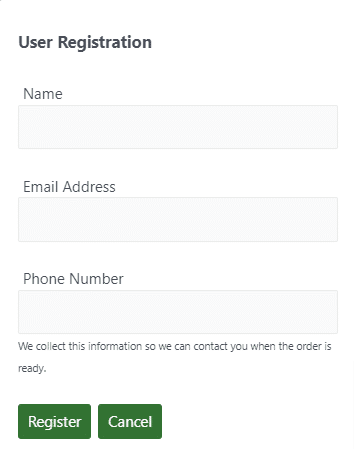 Quote user registration form