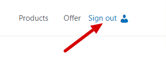Sign out menu button