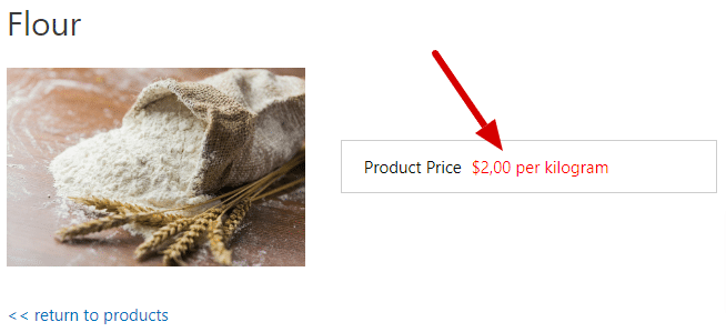 Price unit on the product page