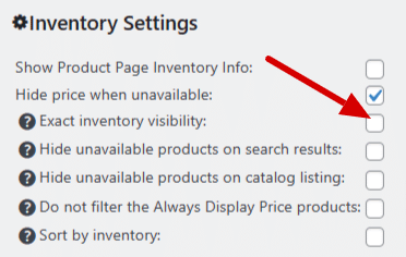 Exact inventory visibility enable