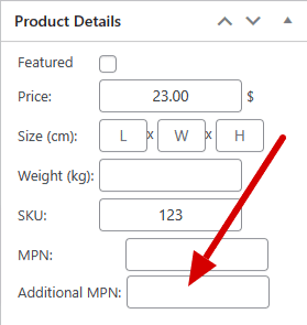 A field to assign additional MPN on the product edit screen