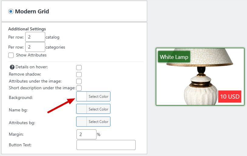 Modern grid background settings
