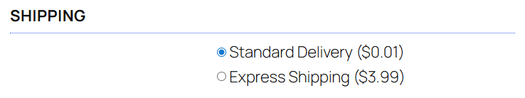 Shows example shipping section in checkout without the shipping address