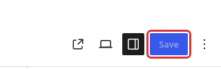 Page editor top bar with the Save button highlighted